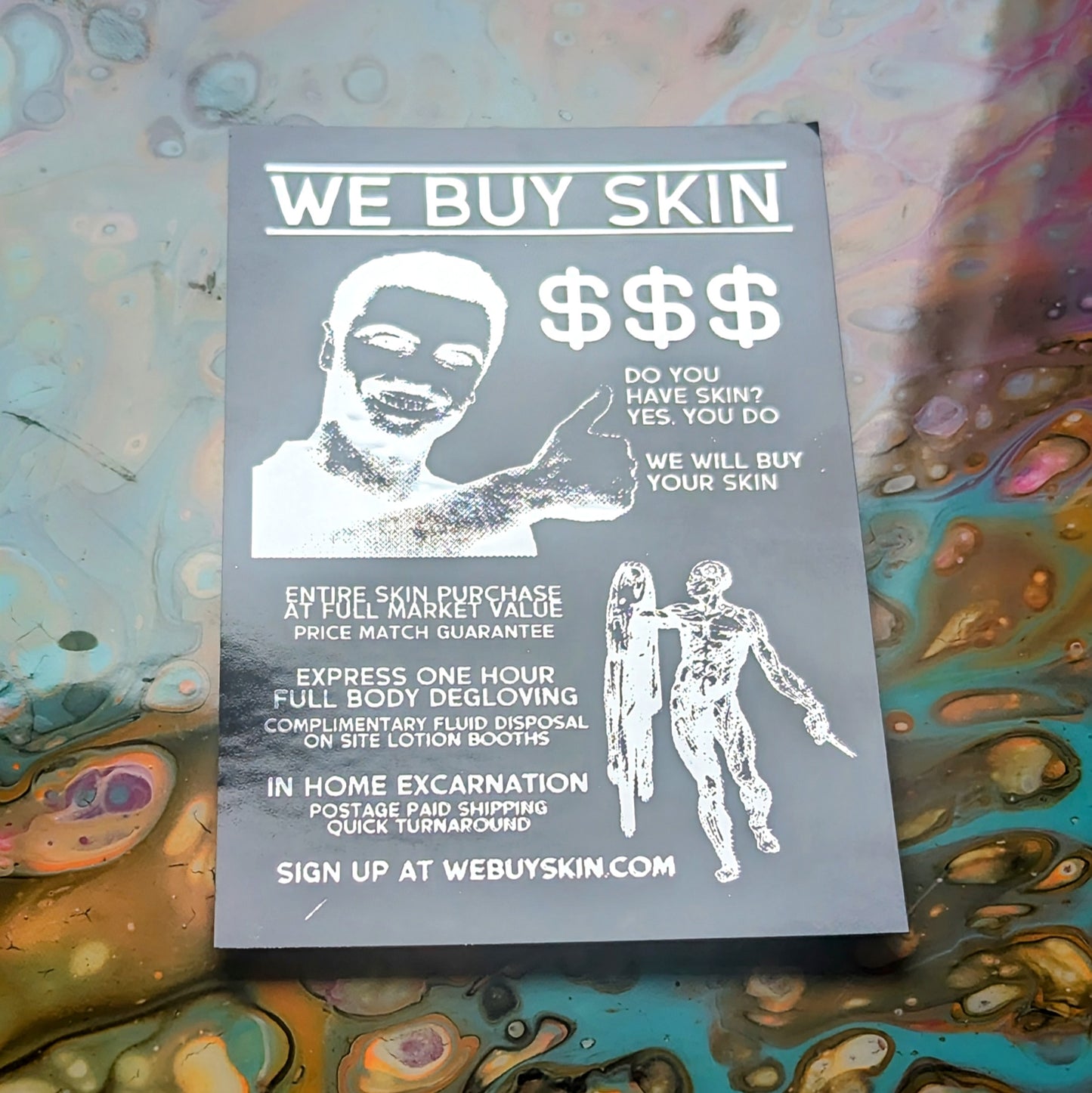 WE BUY SKIN (metallic sticker)