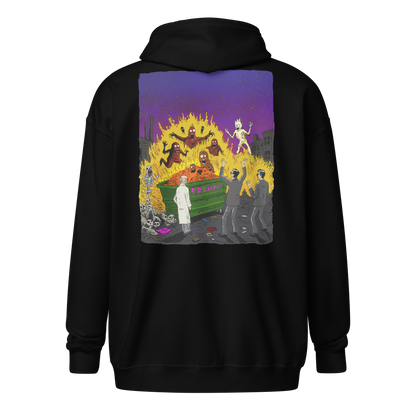 HAUNTED DUMPSTER FIRE (backprint zip hoodie)