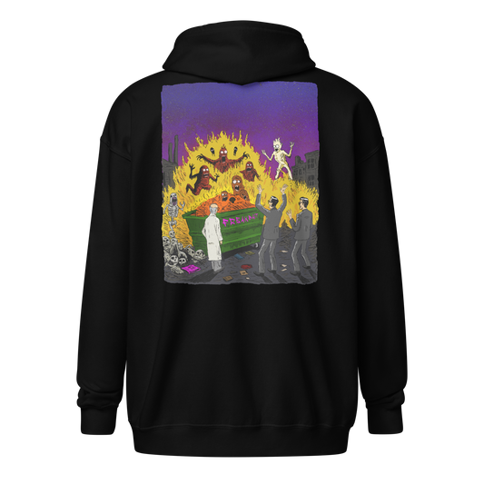 HAUNTED DUMPSTER FIRE (backprint zip hoodie)