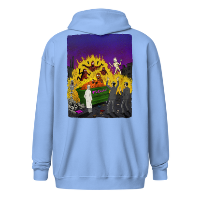 HAUNTED DUMPSTER FIRE (backprint zip hoodie)