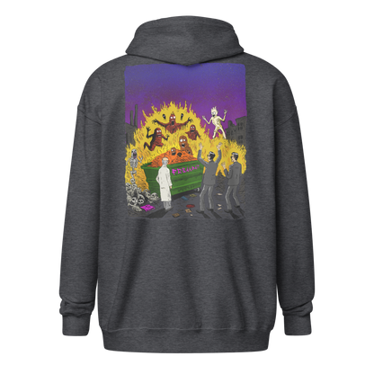 HAUNTED DUMPSTER FIRE (backprint zip hoodie)