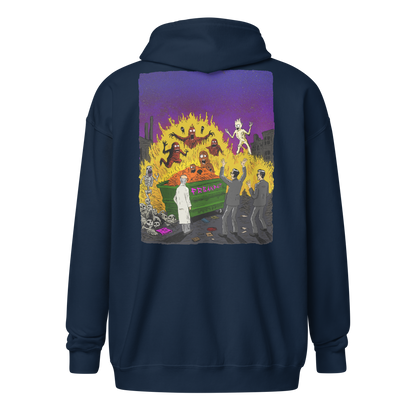 HAUNTED DUMPSTER FIRE (backprint zip hoodie)