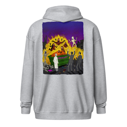 HAUNTED DUMPSTER FIRE (backprint zip hoodie)