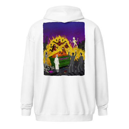 HAUNTED DUMPSTER FIRE (backprint zip hoodie)